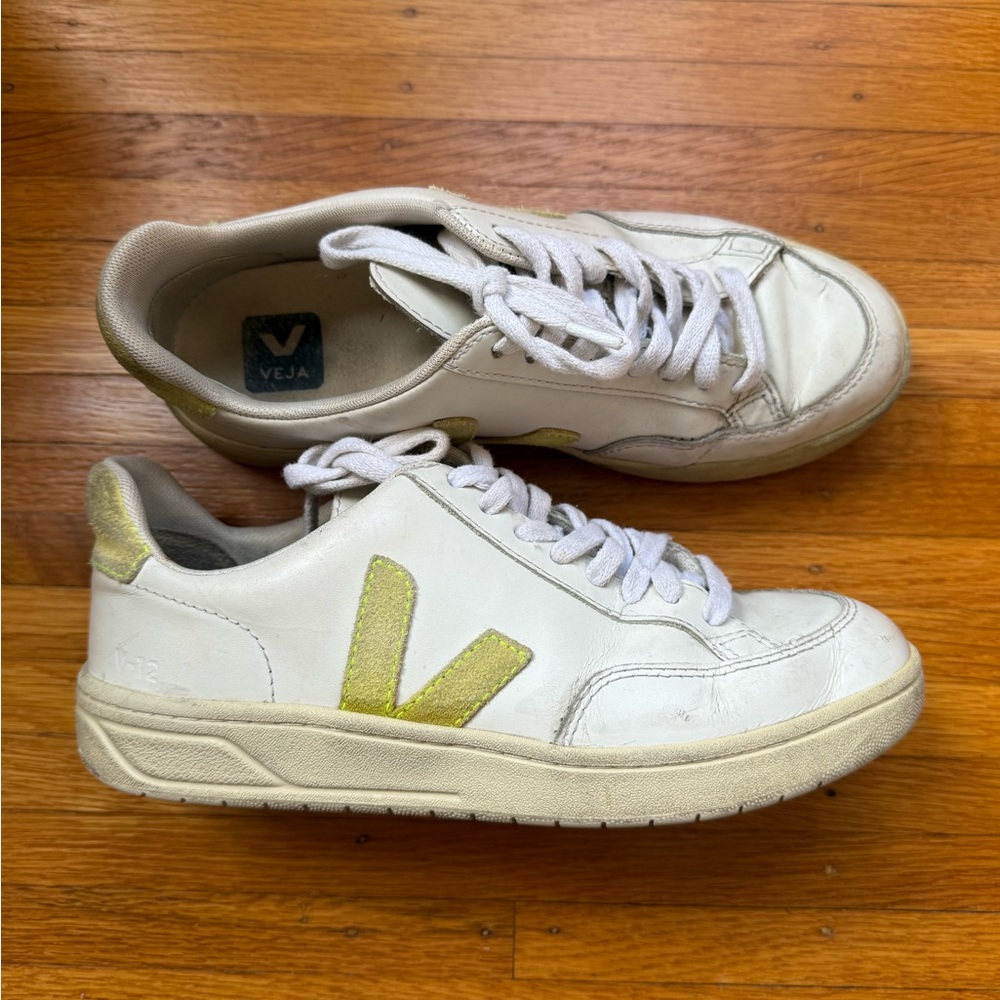Veja Cream and Yellow Sneakers